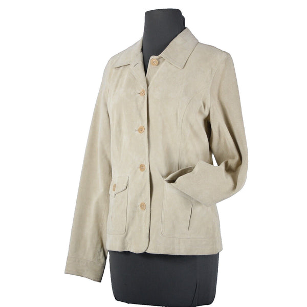 Eddie Bauer Sz S Tan Pockets Washable 100% Suede Leather Polyester Lined Jacket