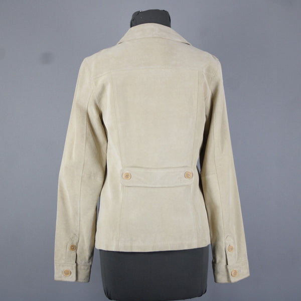 Eddie Bauer Sz S Tan Pockets Washable 100% Suede Leather Polyester Lined Jacket
