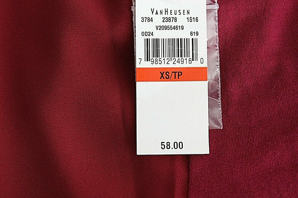 Van Heusen NEW $58 XS Burgundy Front Polyester Back Cotton Poly Top