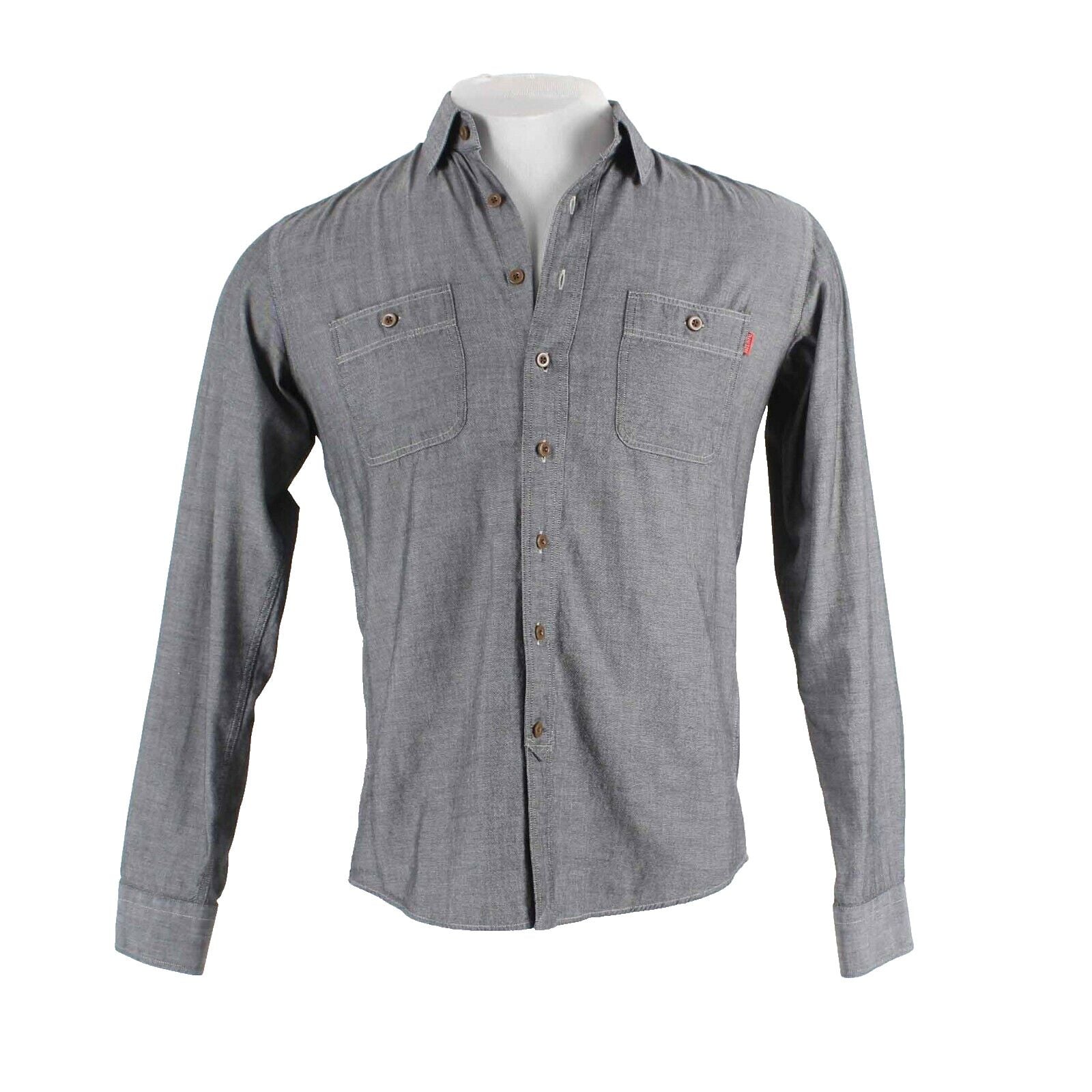 Frank & Oak Sz S Gray Button Up 2 Pockets 100% Cotton Men's Shirt