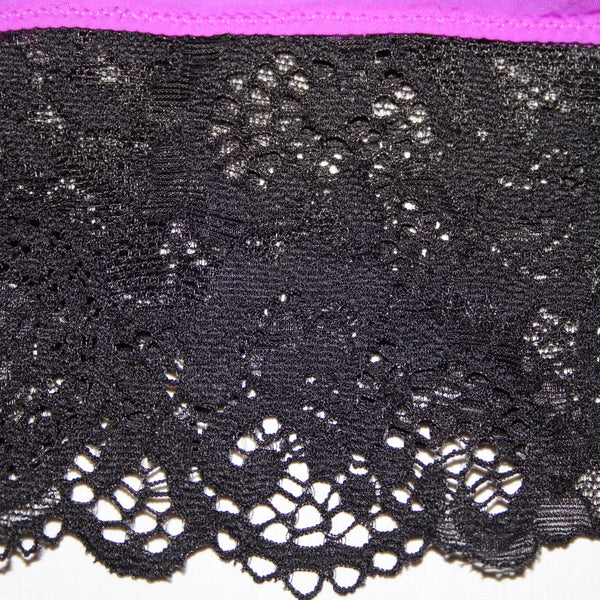 Victoria Secret Sz 34C Purple Black Lace Padded Nylon Elastane Nightie