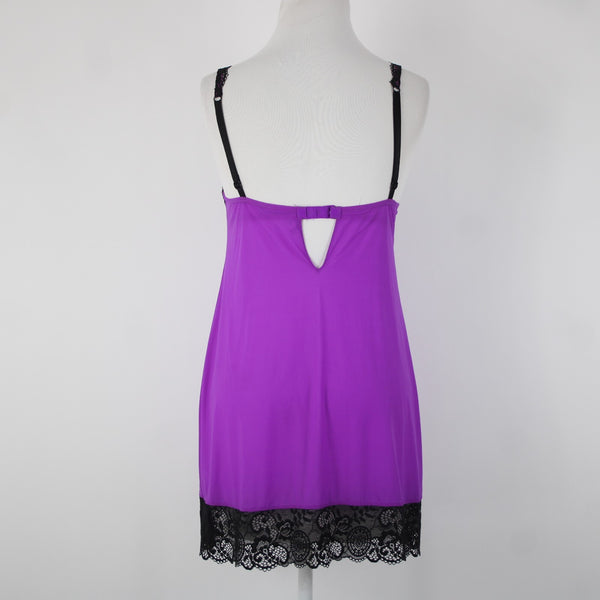 Victoria Secret Sz 34C Purple Black Lace Padded Nylon Elastane Nightie