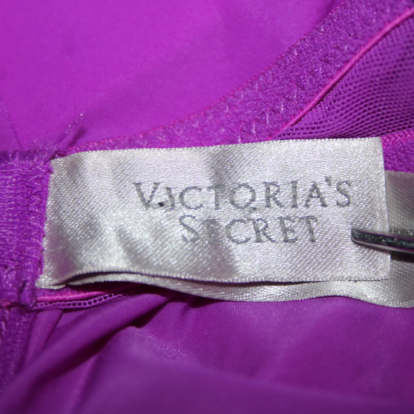 Victoria Secret Sz 34C Purple Black Lace Padded Nylon Elastane Nightie