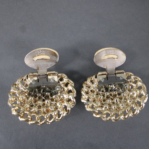 Tip Toe Shoe Clips Goldtone Oval Faux Pearls Chain Detail 2.5" Shoe Clips