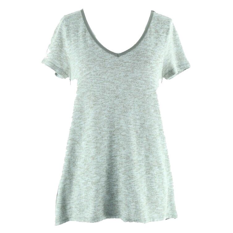 Eddie Bauer Sz XS Heathered Olive Hi Lo Polyblend Knit Front Rayon Back Top