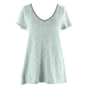 Eddie Bauer Sz XS Heathered Olive Hi Lo Polyblend Knit Front Rayon Back Top