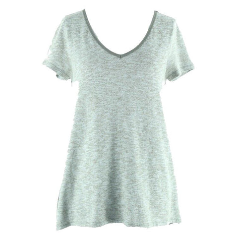 Eddie Bauer Sz XS Heathered Olive Hi Lo Polyblend Knit Front Rayon Back Top