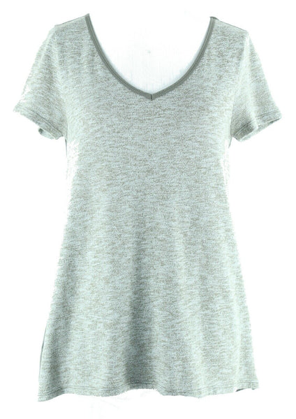 Eddie Bauer Sz XS Heathered Olive Hi Lo Polyblend Knit Front Rayon Back Top