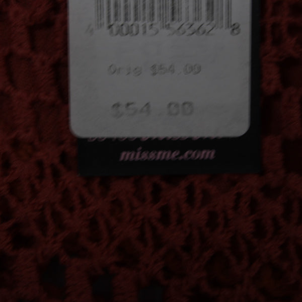 Miss Me NEW $54 Sz L Coral Orange Tie Back V Neck Tassel Viscose Poly Cotton Top