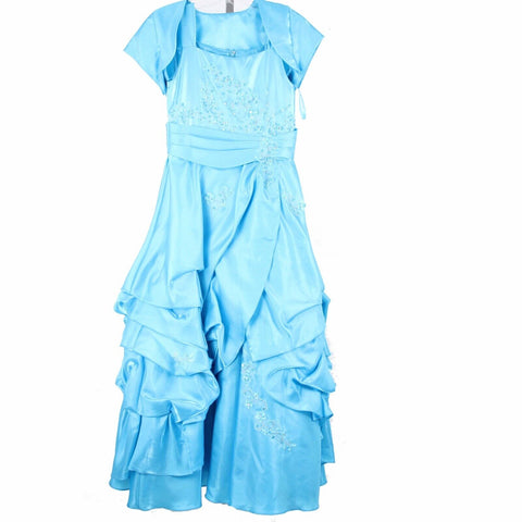 Marys Bridals NEW $213 Karelina Sposa Sz 10 Girls Aqua Blue 100% Polyester Dress