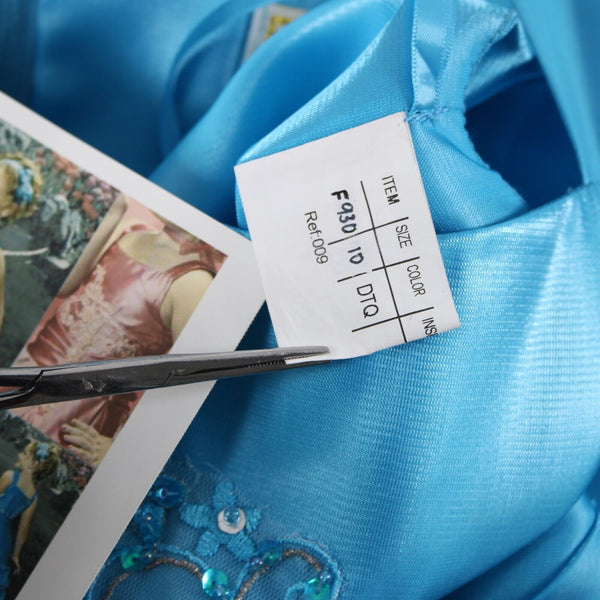 Marys Bridals NEW $213 Karelina Sposa Sz 10 Girls Aqua Blue 100% Polyester Dress