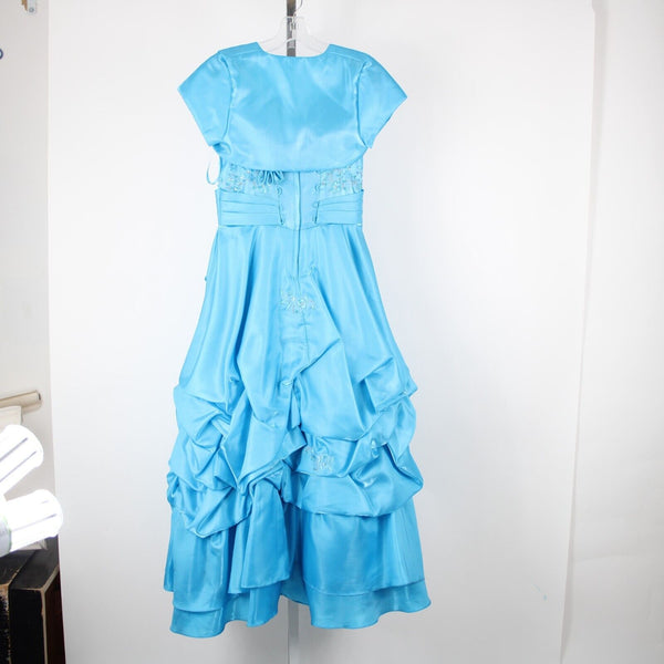 Marys Bridals NEW $213 Karelina Sposa Sz 10 Girls Aqua Blue 100% Polyester Dress