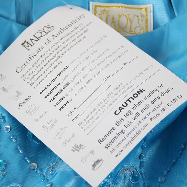 Marys Bridals NEW $213 Karelina Sposa Sz 10 Girls Aqua Blue 100% Polyester Dress