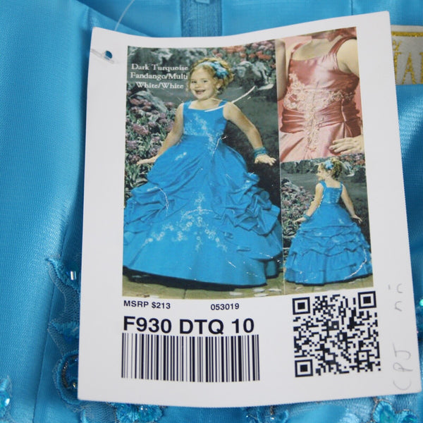 Marys Bridals NEW $213 Karelina Sposa Sz 10 Girls Aqua Blue 100% Polyester Dress
