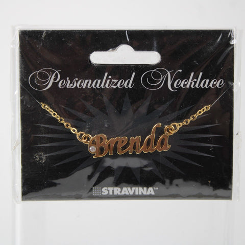 BRENDA NEW Name Goldtone Rhinestone Accent 14.5" W 4.5" Multi Ring Ext Necklace