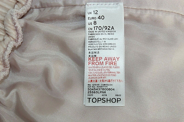 Topshop 8 x 31" Soft Pink Elastic Waist Loose Viscose Silk Poly Lined Pant