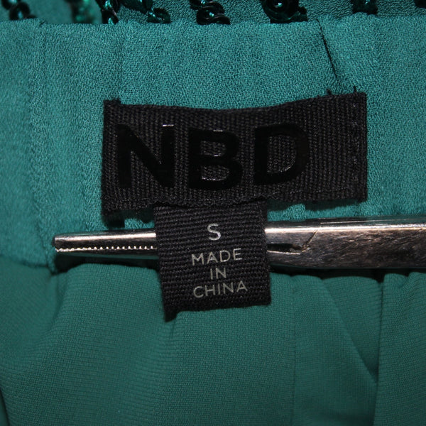 NBD Pant Sz S x 29 Green Sequin All Over Elastic Waist Polyester Spandex Pant