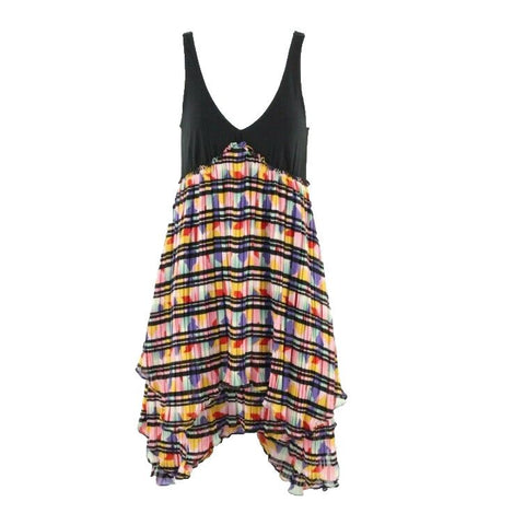 Patterson J Kincaid NEW $158 Sz S Black Multi Boho Rayon Poly Blend Dress