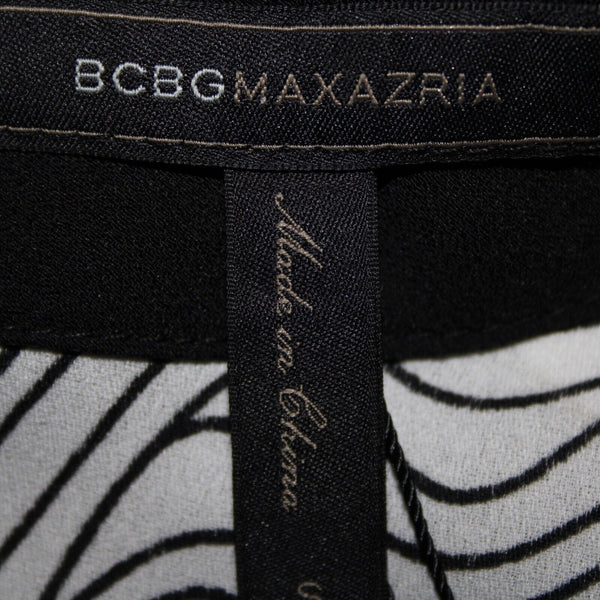 BCBG Maxazria NEW $348 Sz S Midnight Light Wave Black White Aysm Polyester Dress