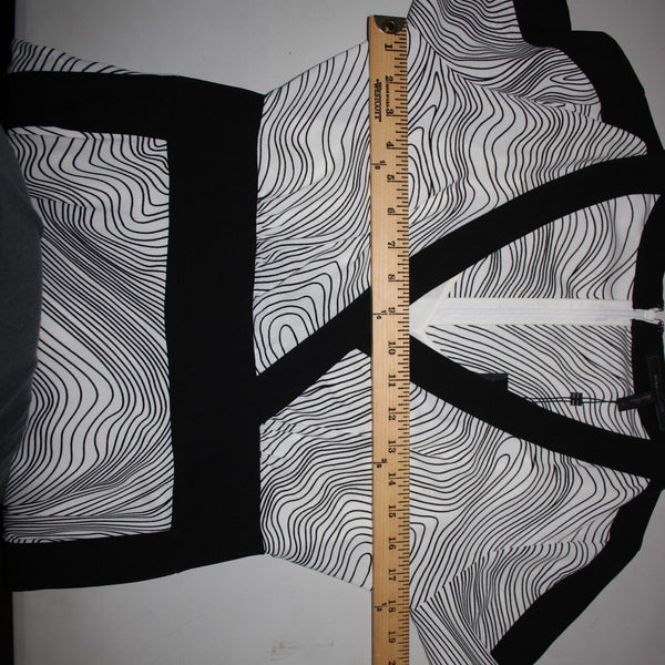 BCBG Maxazria NEW $348 Sz S Midnight Light Wave Black White Aysm Polyester Dress