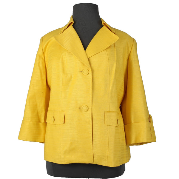 Anne Klein Jacket NEW $149 Sz 20W Yellow Lined Pockets Cotton Linen Jacket