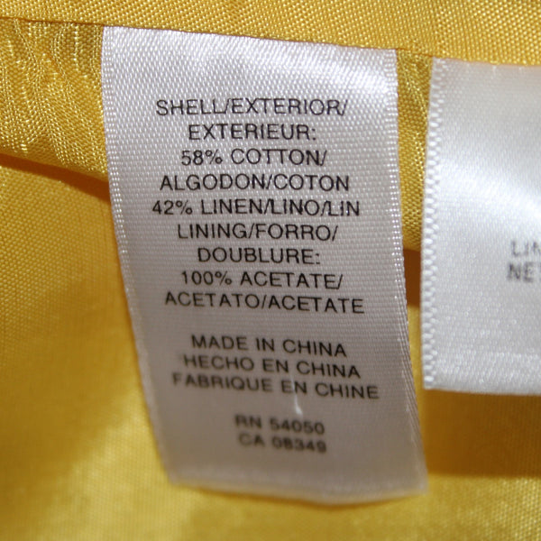 Anne Klein Jacket NEW $149 Sz 20W Yellow Lined Pockets Cotton Linen Jacket