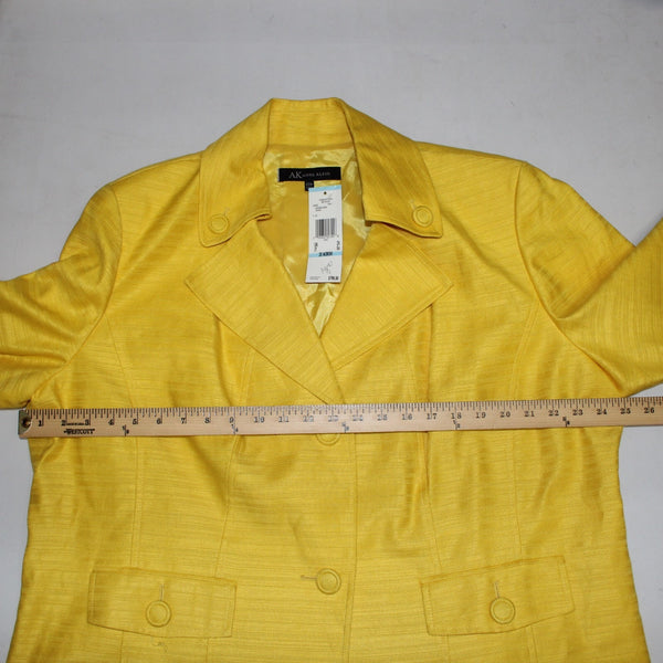 Anne Klein Jacket NEW $149 Sz 20W Yellow Lined Pockets Cotton Linen Jacket