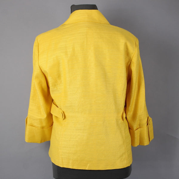 Anne Klein Jacket NEW $149 Sz 20W Yellow Lined Pockets Cotton Linen Jacket