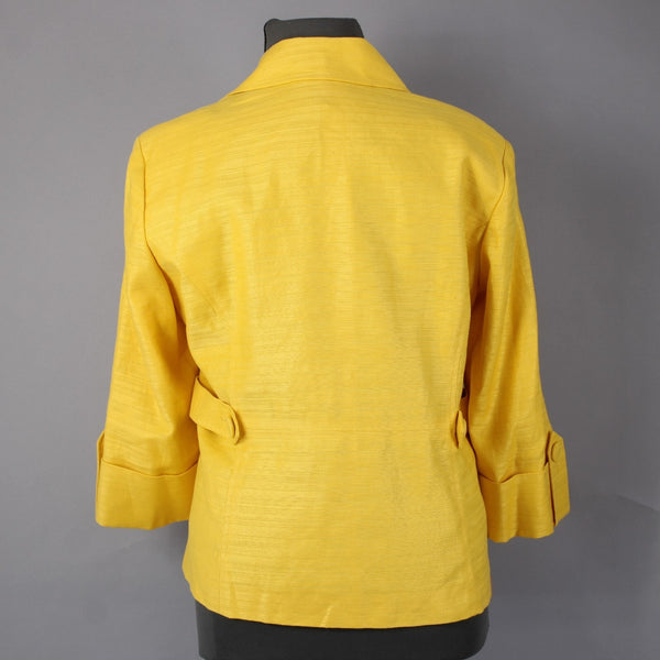 Anne Klein Jacket NEW $149 Sz 20W Yellow Lined Pockets Cotton Linen Jacket