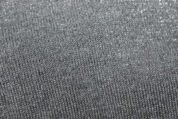 New York & Co Sz L Gray Silver Metallic V Neck Texture Poly Acrylic Sweater