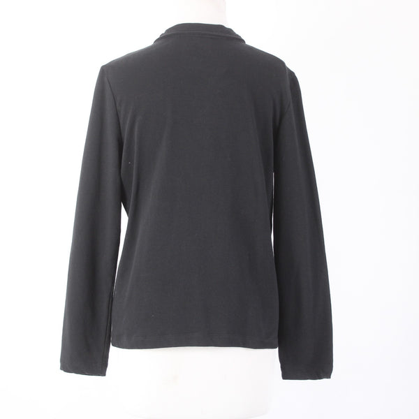 Onque Casuals Jacket Sz S Black Tan Embellishments Pockets No Fabric Jacket