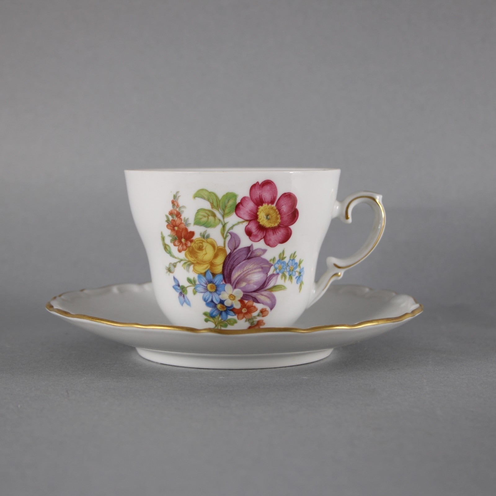 Schmann Teacup With Saucer Arzberg White Multi Color Floral Teacup With Saucer
