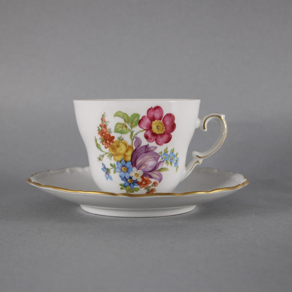 Schmann Teacup With Saucer Arzberg White Multi Color Floral Teacup With Saucer