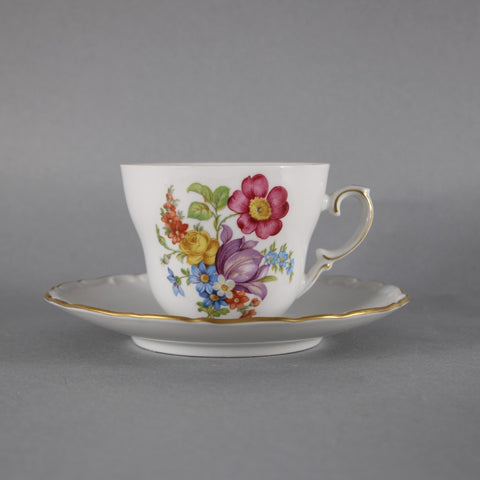 Schmann Teacup With Saucer Arzberg White Multi Color Floral Teacup With Saucer