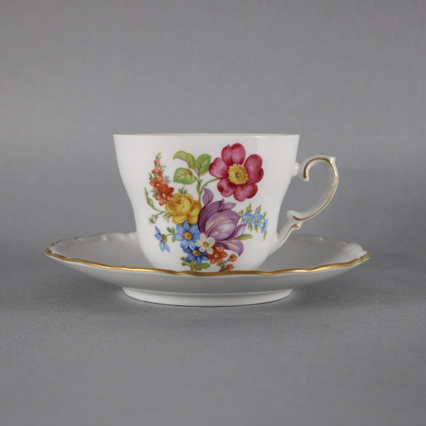 Schmann Teacup With Saucer Arzberg White Multi Color Floral Teacup With Saucer