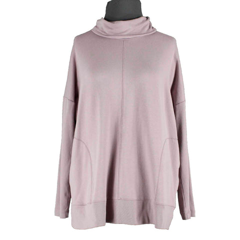 Pure Jill Sz M Mauve Lavender Turtleneck Pocket Pima Cotton Rayon Sweater