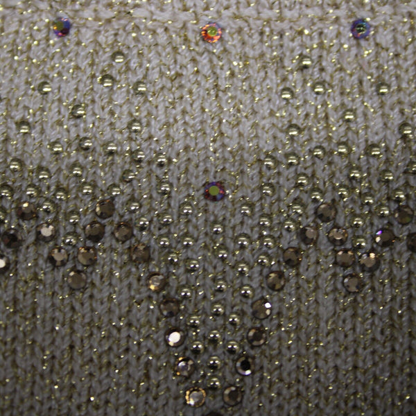 Toula Sz 4 Tan Gold Rhinestones Metallic Ribbed Tank Wool Rayon Top