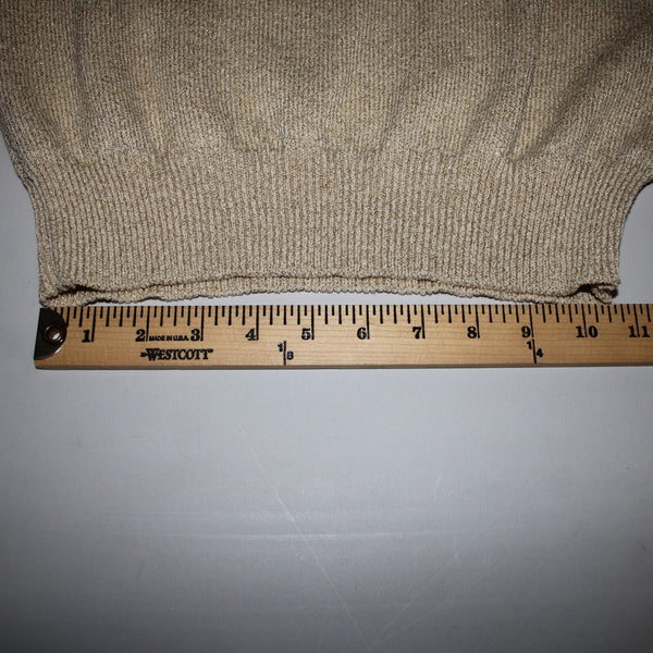 Toula Sz 4 Tan Gold Rhinestones Metallic Ribbed Tank Wool Rayon Top