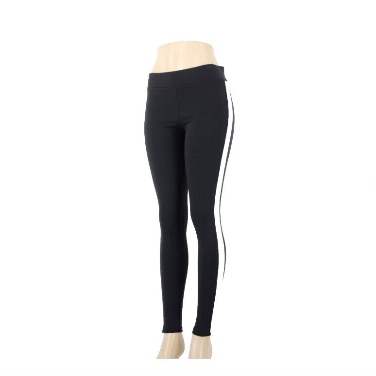 Willow & Clay Sz M x 30 Black White Strip Stretch Elastic Nylon Spandex Pants