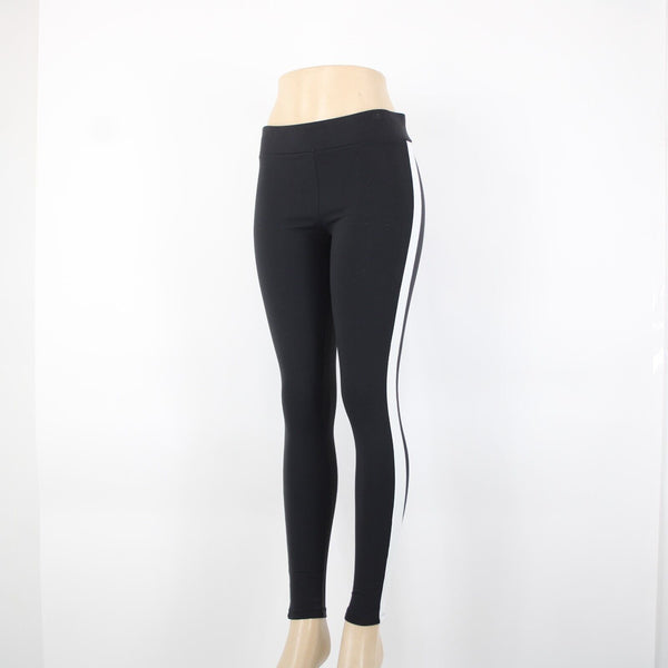 Willow & Clay Sz M x 30 Black White Strip Stretch Elastic Nylon Spandex Pants