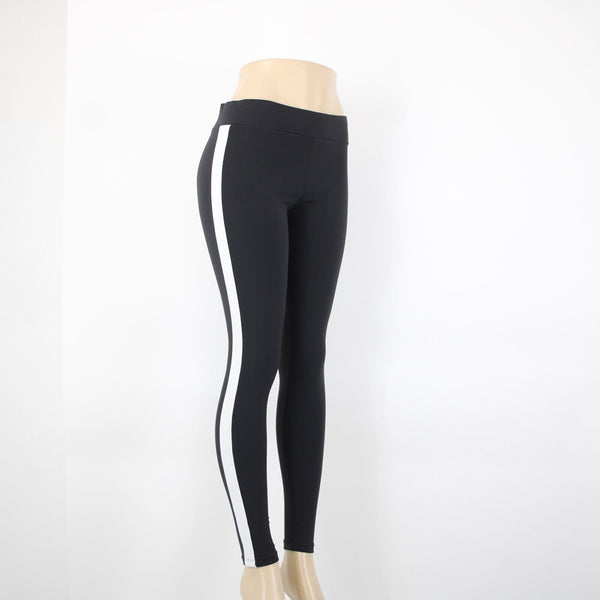 Willow & Clay Sz M x 30 Black White Strip Stretch Elastic Nylon Spandex Pants