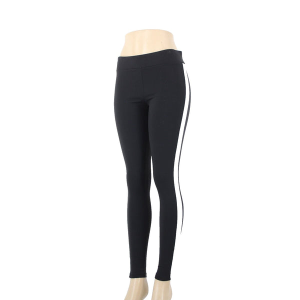 Willow & Clay Sz M x 30 Black White Strip Stretch Elastic Nylon Spandex Pants