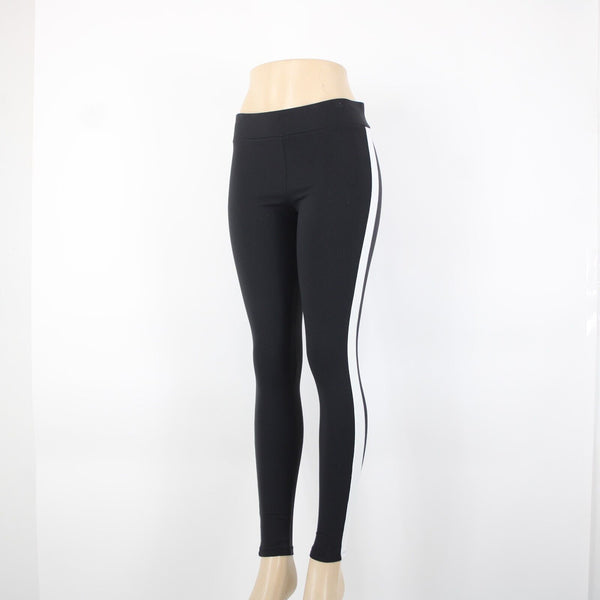 Willow & Clay Sz M x 30 Black White Strip Stretch Elastic Nylon Spandex Pants