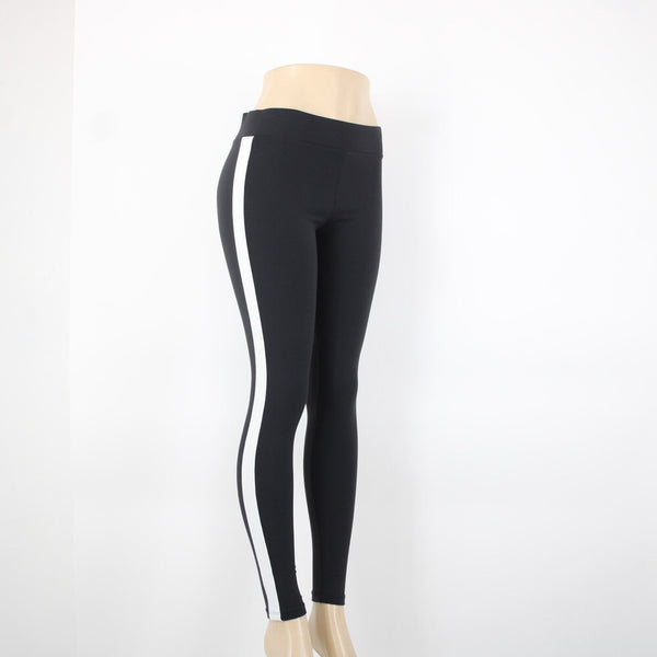 Willow & Clay Sz M x 30 Black White Strip Stretch Elastic Nylon Spandex Pants