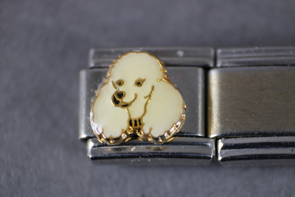 D'linQ Poodle Enamel Stainless Steel Elastic Stretch Chain Link Italian Charm