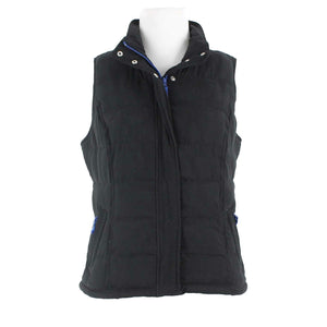 Merona Sz S Black Blue Puffer Zip Snap Up 100% Poly Vest