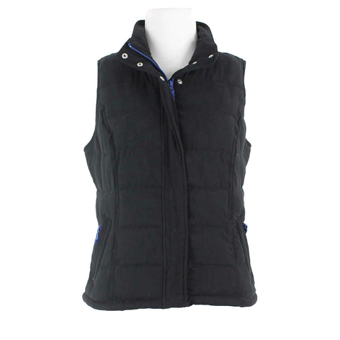 Merona Sz S Black Blue Puffer Zip Snap Up 100% Poly Vest