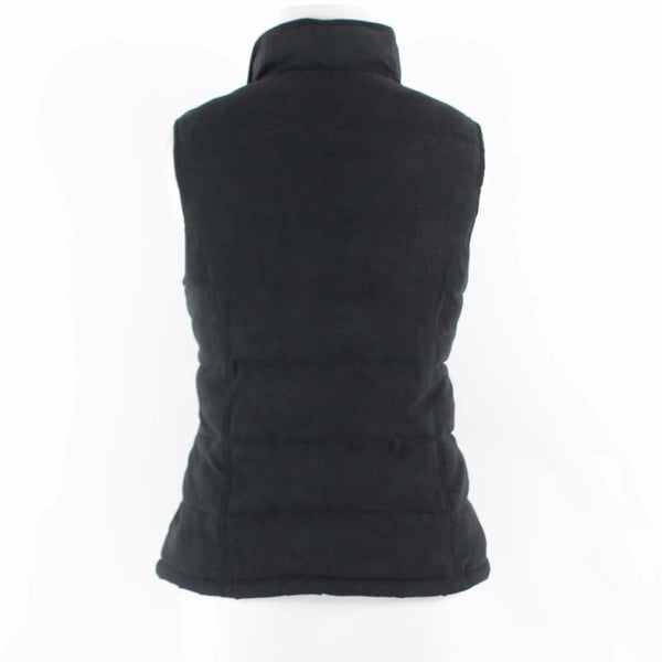 Merona Sz S Black Blue Puffer Zip Snap Up 100% Poly Vest