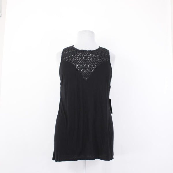 BB Dakota Top NEW $98 Sz 2X Black Crochet Lined Sleeveless 100% Rayon Top