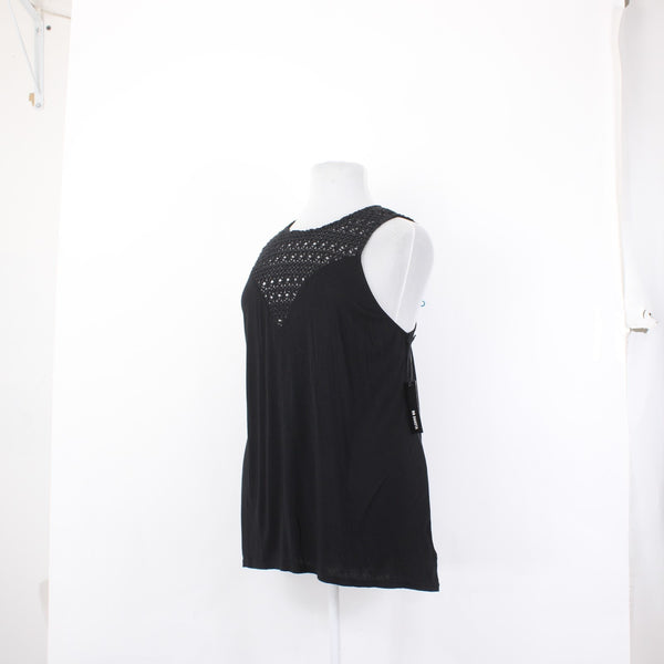 BB Dakota Top NEW $98 Sz 2X Black Crochet Lined Sleeveless 100% Rayon Top
